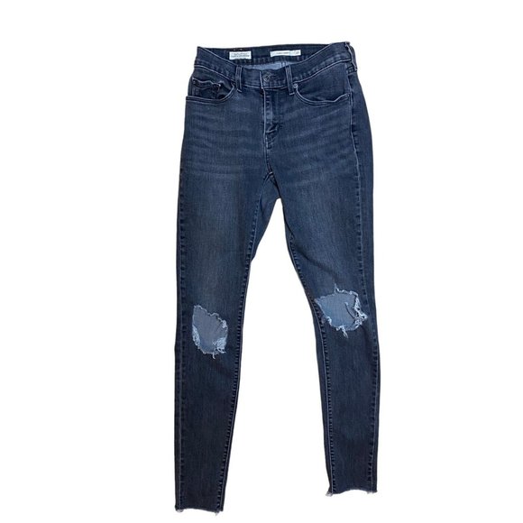 Levi's Premium Big E Curvy Skinny Jeans Womens 28 Low Rise Distressed Gray - Picture 1 of 10